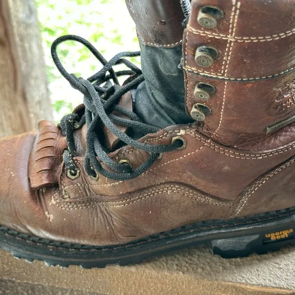 Georgia Boot Mens 8&quot; Logger 9W Brown GB00260 Waterproof insulated 3M Workwear
