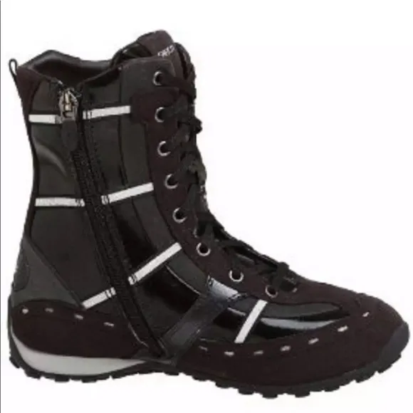 GEOX GIRLS SNEAKERS BOOTS WATERPROOF BLACK SZ 13