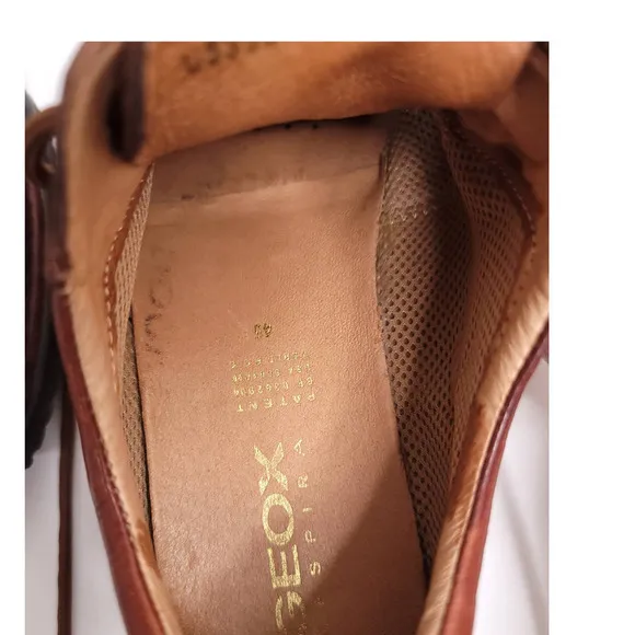 Geox Respira Lace up Pebbled Mens Brown Leather Shoes Size 45 - US-12