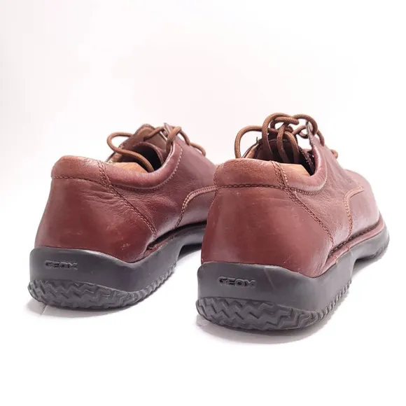 Geox Respira Lace up Pebbled Mens Brown Leather Shoes Size 45 - US-12