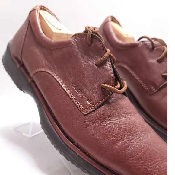 Geox Respira Lace up Pebbled Mens Brown Leather Shoes Size 45 - US-12