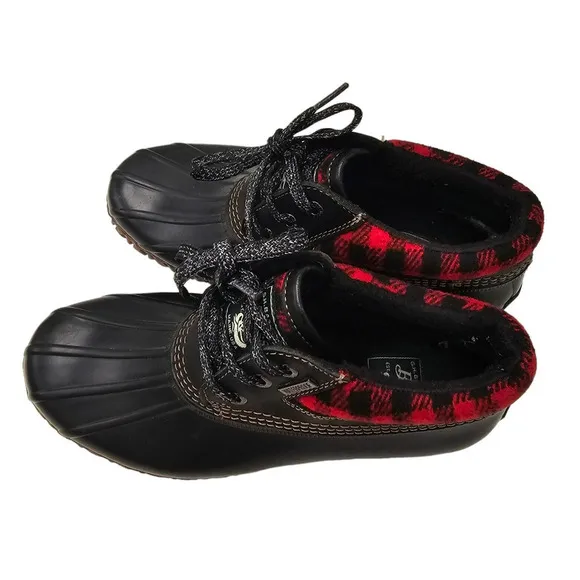 G.H. Bass Duck Boots Womens 7 Buffalo Plaid Waterproof Rain Snow Hiking