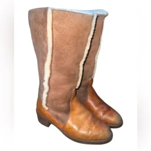 Glastonbury Travelers Authentic 1970s 100% Sheepskin Winter Leather Boots