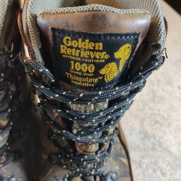Golden Retriever 1000gm Men’s Hunting Boots 4100 Camo Brown Lace Up Size 8.5 W