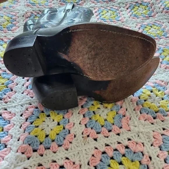 Grey leather cowboy boots