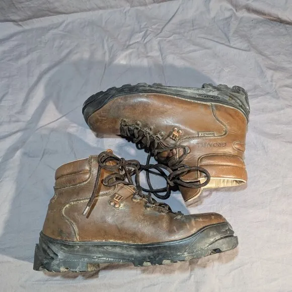 Gronell Brown Leather Traditional Classic Hiking Boots Men Size 45