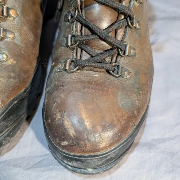 Gronell Brown Leather Traditional Classic Hiking Boots Men Size 45