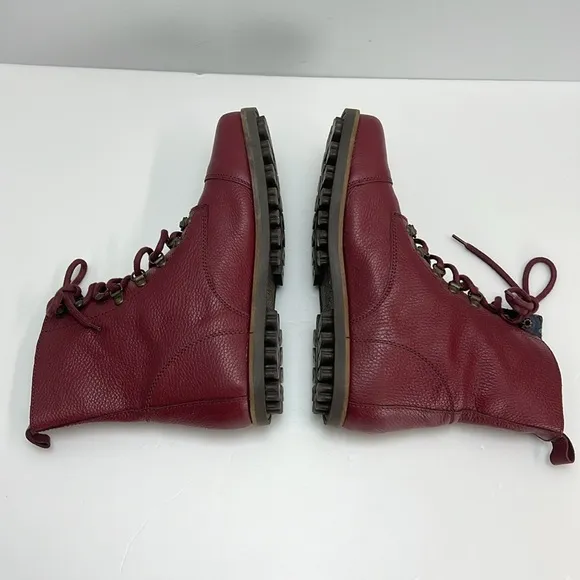 Gudrun Sjoden Nappa Leather Boots Mid Lace Up Red Womens EU 42 US 10 Lagenlook