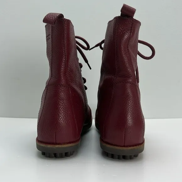 Gudrun Sjoden Nappa Leather Boots Mid Lace Up Red Womens EU 42 US 10 Lagenlook