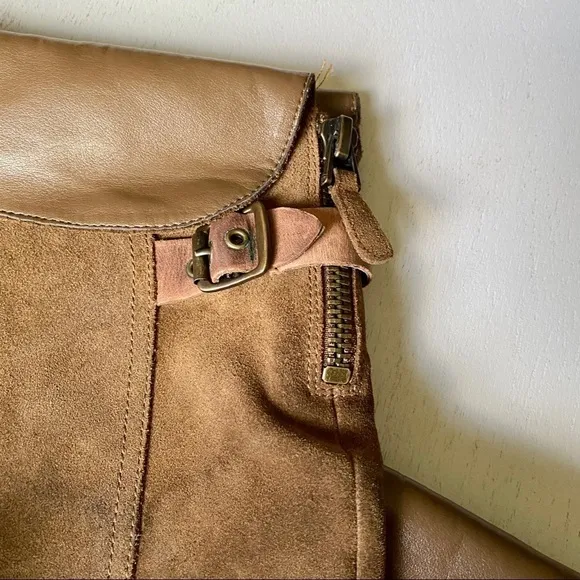 GUESS Brown Green Over the Knee Suede Boots | Equestrian Style | Buckle Details