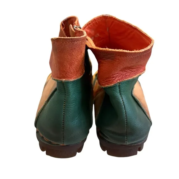 Handmade Leather Retro Patchwork Seamed Ankle Boots, Sz EU 43