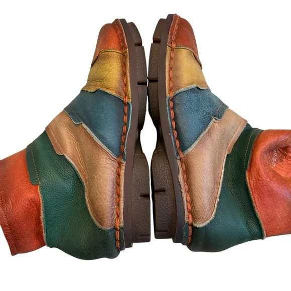 Handmade Leather Retro Patchwork Seamed Ankle Boots, Sz EU 43