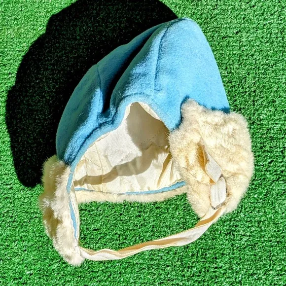 Handmade Retro 1970s Baby Blue Winter Coat/Overall/Hat 3Pc Vintage 18-24mths Set