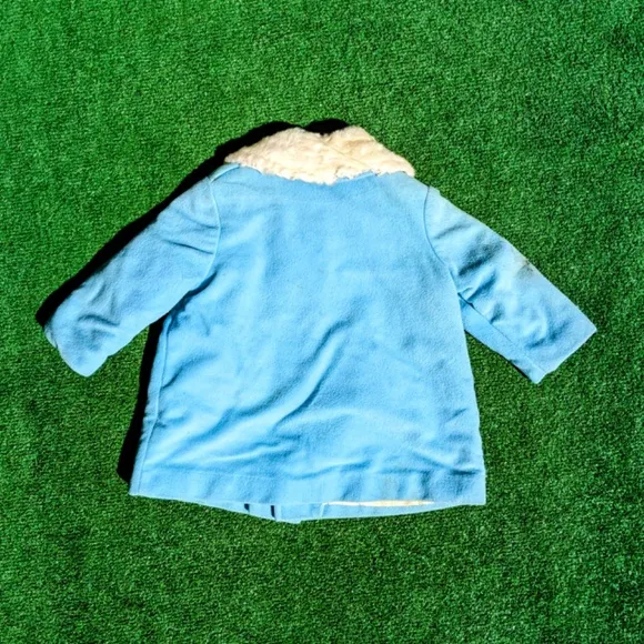 Handmade Retro 1970s Baby Blue Winter Coat/Overall/Hat 3Pc Vintage 18-24mths Set