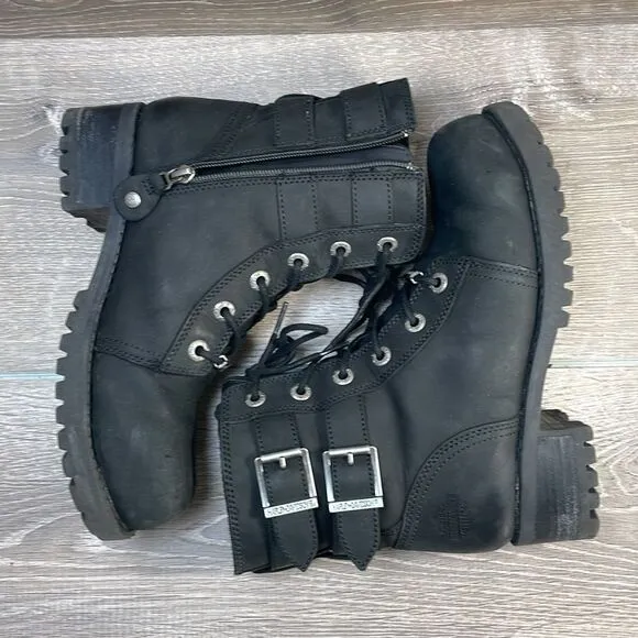 Harley Davidson Archer Black Leather Steel Toe Women’s Sz 7M Motorcycle Boots