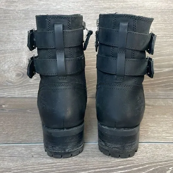 Harley Davidson Archer Black Leather Steel Toe Women’s Sz 7M Motorcycle Boots