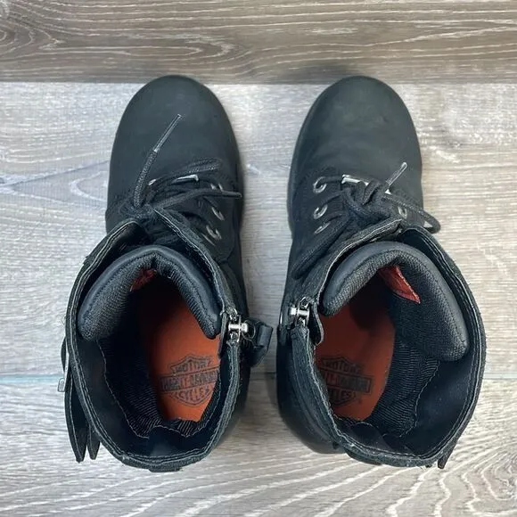 Harley Davidson Archer Black Leather Steel Toe Women’s Sz 7M Motorcycle Boots