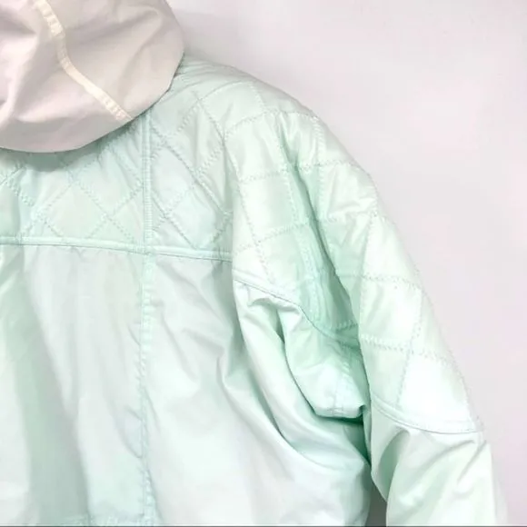 Head Coat Jacket Pastel Silver Ski Outerwear Quilting Detail Woman’s Size Large
