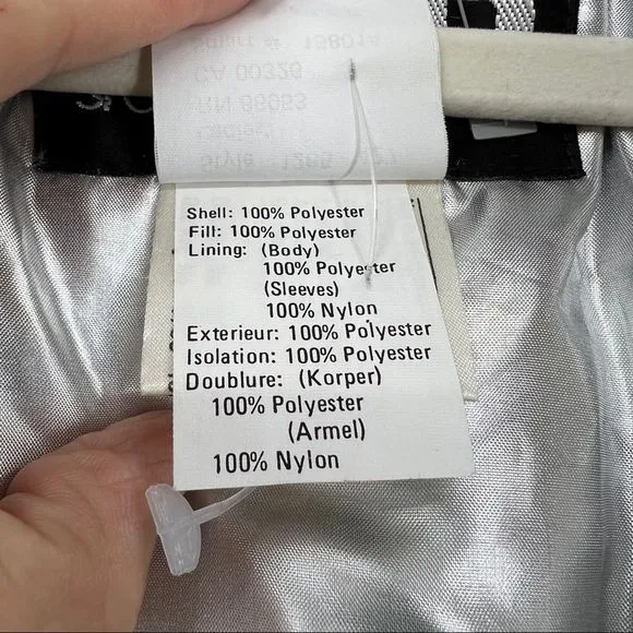 Head Coat Jacket Pastel Silver Ski Outerwear Quilting Detail Woman’s Size Large