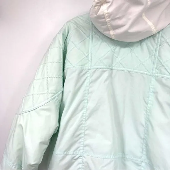 Head Coat Jacket Pastel Silver Ski Outerwear Quilting Detail Woman’s Size Large