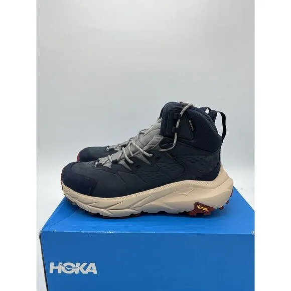 HOKA Kaha 2 GTX Size 7.5 Womens Navy Blue Beige Hiking Boots 1130529 LSSND