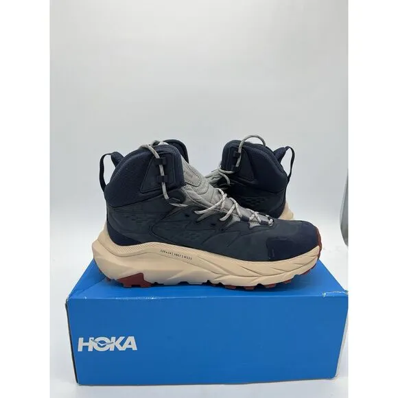 HOKA Kaha 2 GTX Size 7.5 Womens Navy Blue Beige Hiking Boots 1130529 LSSND