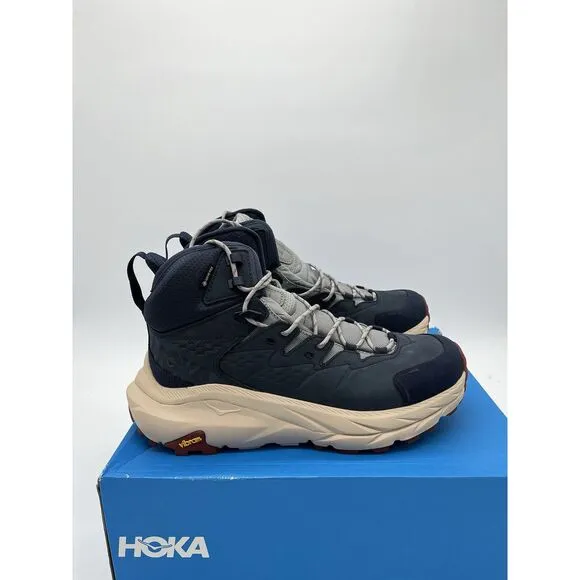 HOKA Kaha 2 GTX Size 7.5 Womens Navy Blue Beige Hiking Boots 1130529 LSSND