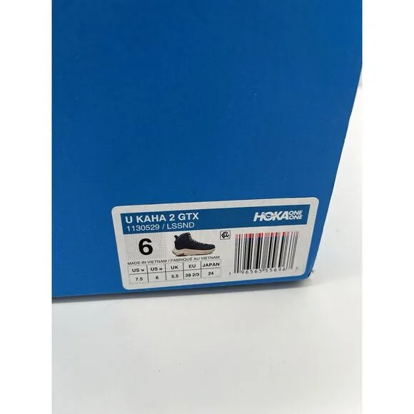 HOKA Kaha 2 GTX Size 7.5 Womens Navy Blue Beige Hiking Boots 1130529 LSSND