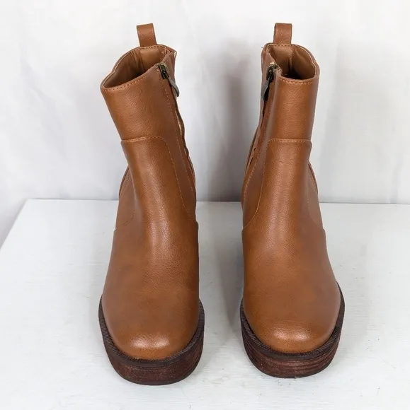 House of Harlow 1960 Festival Faux Leather Chunky Block Heel Ankle Boots