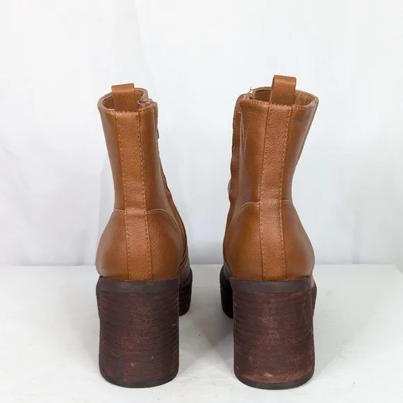 House of Harlow 1960 Festival Faux Leather Chunky Block Heel Ankle Boots