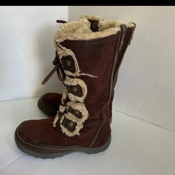 🥳HP🥳Nine West Girls Sizes 11 Boots Brown White Checked