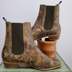 Hudson London Beryl Reptile Print Leather Boots Size 7