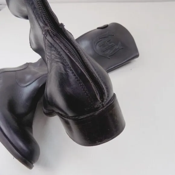hunter h crest leather tall riding boots equestrian quiet luxury classic