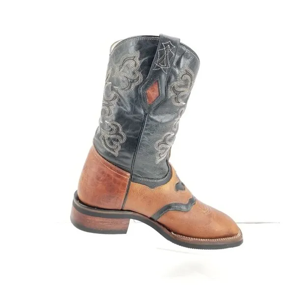 J B DILLON RESERVE Black LEATHER S TOE COWBOY BOOTS #JBR2002 MEN'S 8 EE