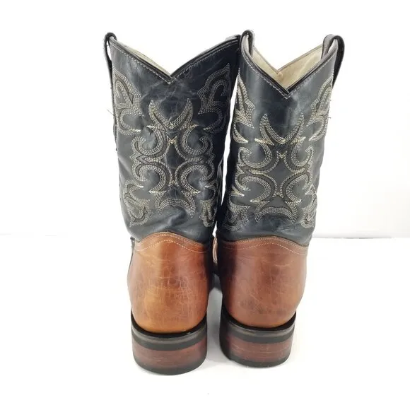 J B DILLON RESERVE Black LEATHER S TOE COWBOY BOOTS #JBR2002 MEN'S 8 EE