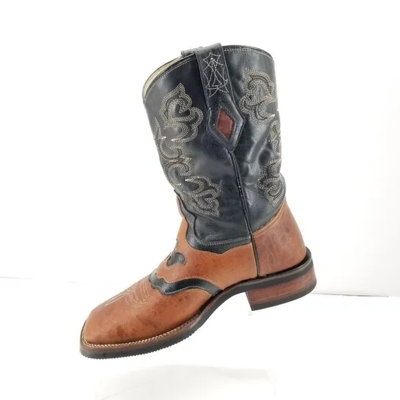 J B DILLON RESERVE Black LEATHER S TOE COWBOY BOOTS #JBR2002 MEN'S 8 EE
