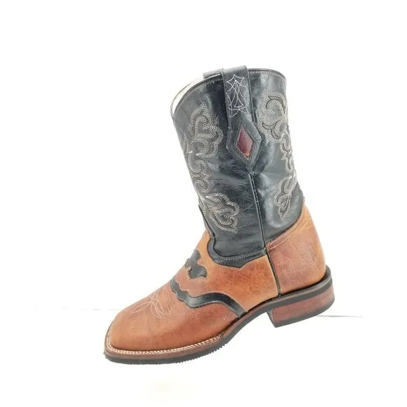 J B DILLON RESERVE Black LEATHER S TOE COWBOY BOOTS #JBR2002 MEN'S 8 EE