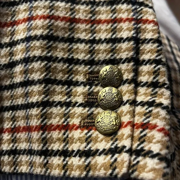 J Crew Blazer Houndstooth Gold Two Button Tan Brown Red NWT School Boy Size 22