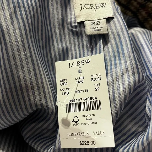 J Crew Blazer Houndstooth Gold Two Button Tan Brown Red NWT School Boy Size 22