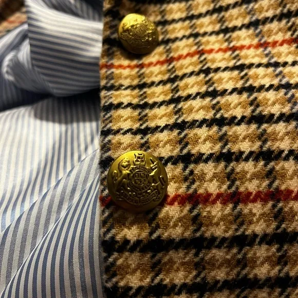 J Crew Blazer Houndstooth Gold Two Button Tan Brown Red NWT School Boy Size 22