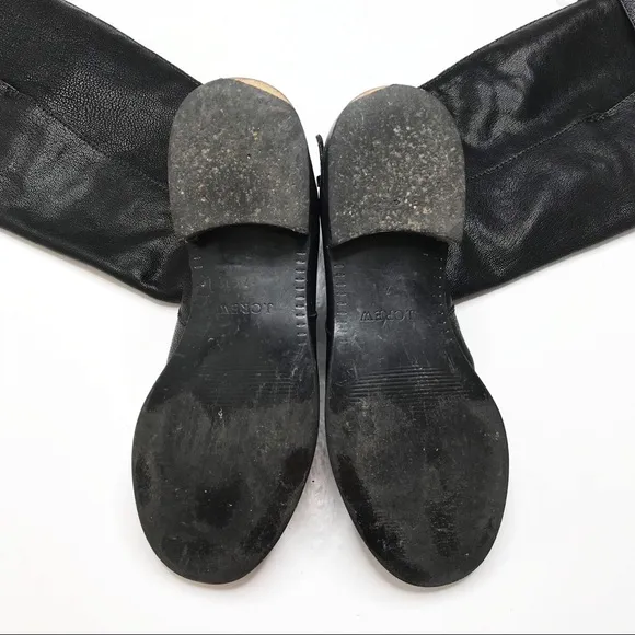 J. Crew Emmett Black Pebbled Leather Buckle Tall Zip-Up Round-Toe Riding Boots 7