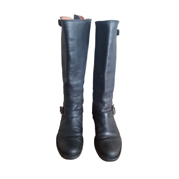 J. Crew Harness Riding Moto Boots Size 6 M Black Leather Pull on Shoes