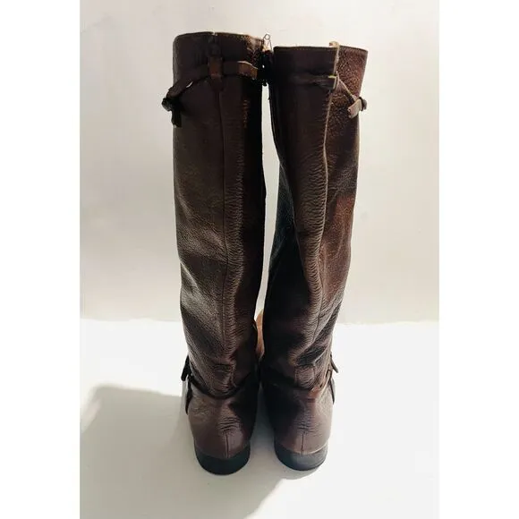 J. Crew Italy soft leather riding harness boots equestrian brown Zip up women 10