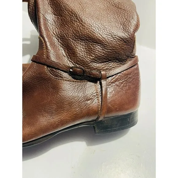 J. Crew Italy soft leather riding harness boots equestrian brown Zip up women 10