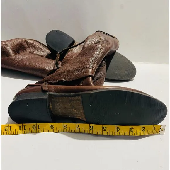J. Crew Italy soft leather riding harness boots equestrian brown Zip up women 10