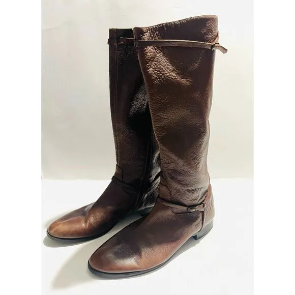 J. Crew Italy soft leather riding harness boots equestrian brown Zip up women 10