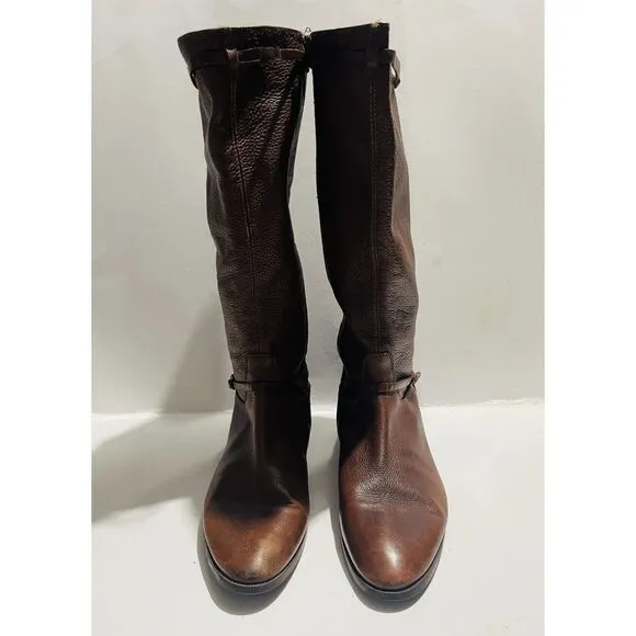 J. Crew Italy soft leather riding harness boots equestrian brown Zip up women 10