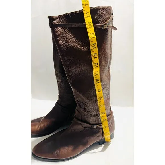 J. Crew Italy soft leather riding harness boots equestrian brown Zip up women 10