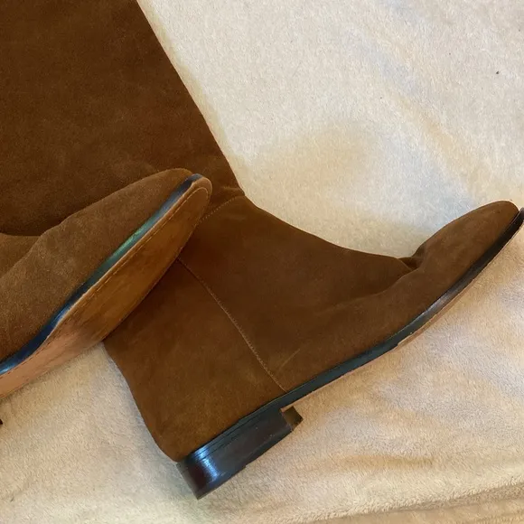 J Crew over the knee walnut brown suede boots Sz 12