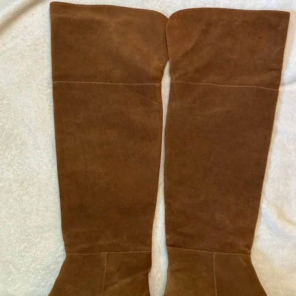 J Crew over the knee walnut brown suede boots Sz 12